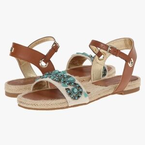 Ivanka Trump Brown and Blue Sandals with Glitter Accents